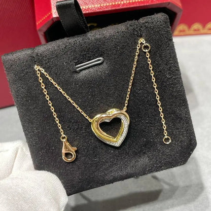 Collar de corazón de oro de tres tonos con colgante de corazón, para mujer, San Valentín