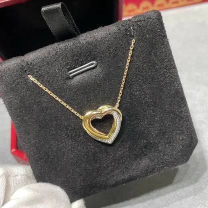 Collar de corazón de oro de tres tonos con colgante de corazón, para mujer, San Valentín