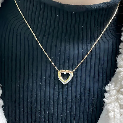 Collar de corazón de oro de tres tonos con colgante de corazón, para mujer, San Valentín